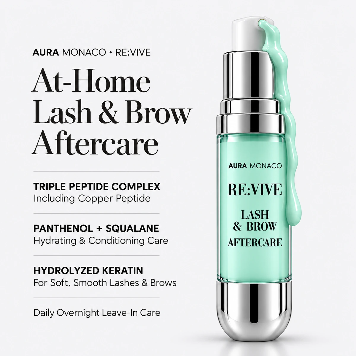 RE:VIVE lash and brow aftercare: peptides, panthenol, squalane and keratin